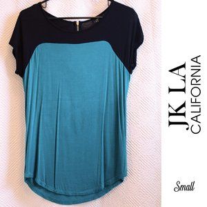 Black & Teal Lightweight Blouse - Small
